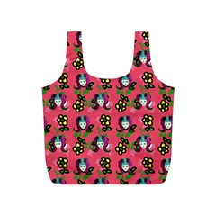 60s Girl Dark Pink Floral Daisy Full Print Recycle Bag (s) by snowwhitegirl