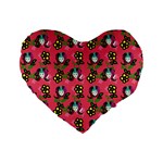 60s Girl Dark Pink Floral Daisy Standard 16  Premium Flano Heart Shape Cushions Front