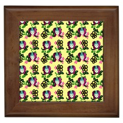 60s Girl Yellow Floral Daisy Framed Tile by snowwhitegirl