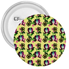 60s Girl Yellow Floral Daisy 3  Buttons by snowwhitegirl