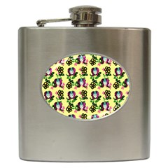 60s Girl Yellow Floral Daisy Hip Flask (6 Oz) by snowwhitegirl