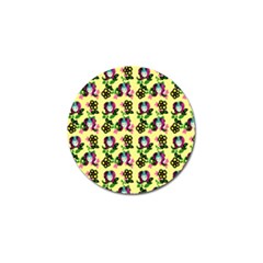 60s Girl Yellow Floral Daisy Golf Ball Marker (4 Pack) by snowwhitegirl