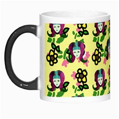 60s Girl Yellow Floral Daisy Morph Mugs by snowwhitegirl