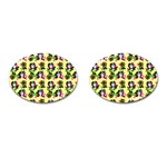 60s Girl Yellow Floral Daisy Cufflinks (Oval) Front(Pair)