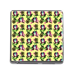 60s Girl Yellow Floral Daisy Memory Card Reader (square 5 Slot) by snowwhitegirl