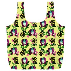 60s Girl Yellow Floral Daisy Full Print Recycle Bag (xxl) by snowwhitegirl