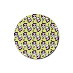 Doctor Pattern Rubber Coaster (round)  by snowwhitegirl