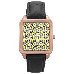 Doctor Pattern Rose Gold Leather Watch  by snowwhitegirl