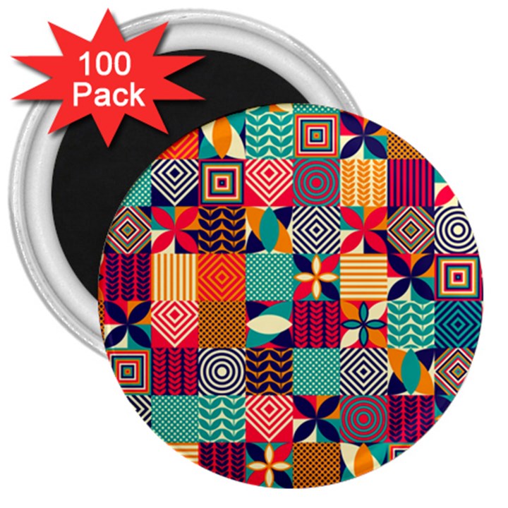 Geometric Mosaic 3  Magnets (100 pack)