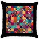 Geometric Mosaic Throw Pillow Case (Black) Front