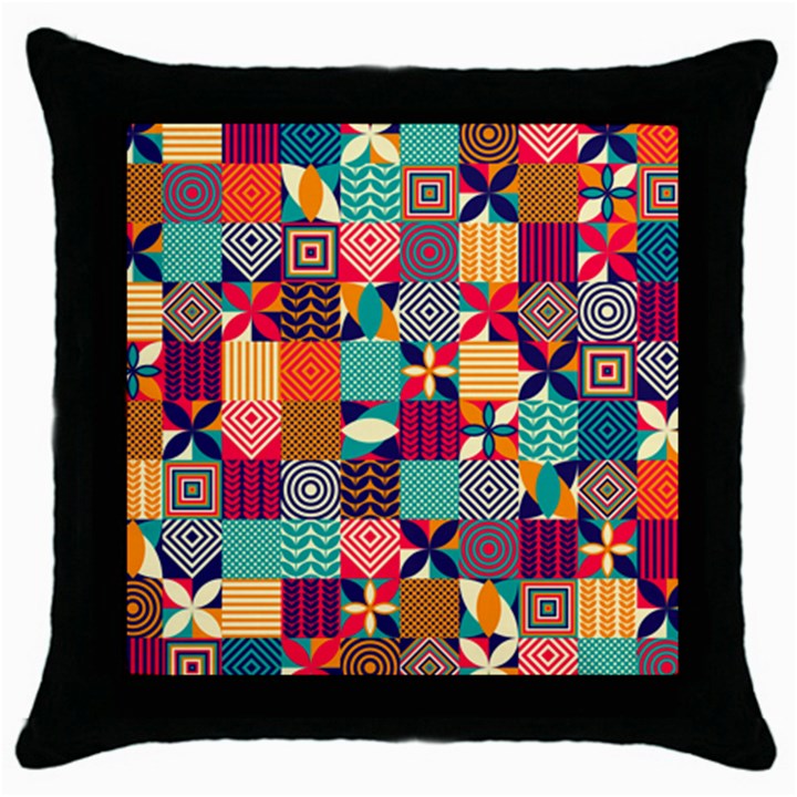 Geometric Mosaic Throw Pillow Case (Black)