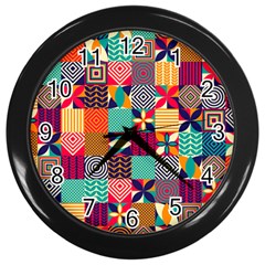 Geometric Mosaic Wall Clock (black) by designsbymallika