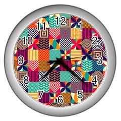 Geometric Mosaic Wall Clock (silver) by designsbymallika