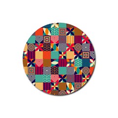 Geometric Mosaic Rubber Coaster (round) 