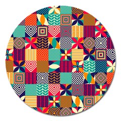 Geometric Mosaic Magnet 5  (round) by designsbymallika