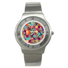 Geometric Mosaic Stainless Steel Watch by designsbymallika