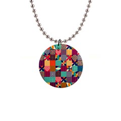 Geometric Mosaic 1  Button Necklace by designsbymallika