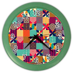 Geometric Mosaic Color Wall Clock by designsbymallika