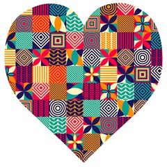 Geometric Mosaic Wooden Puzzle Heart