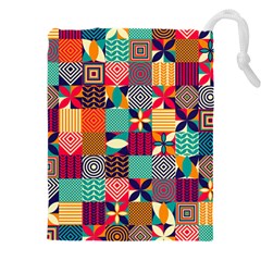 Geometric Mosaic Drawstring Pouch (4xl) by designsbymallika