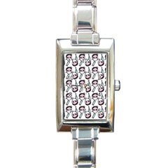 Doctor Pattern White Rectangle Italian Charm Watch by snowwhitegirl