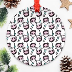 Doctor Pattern White Ornament (round) by snowwhitegirl