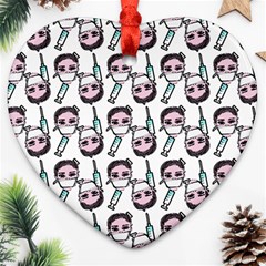 Doctor Pattern White Ornament (heart) by snowwhitegirl