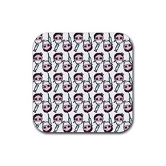 Doctor Pattern White Rubber Coaster (square)  by snowwhitegirl