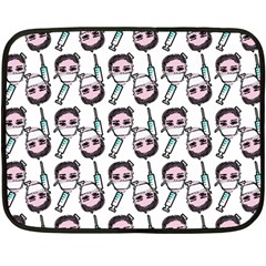 Doctor Pattern White Double Sided Fleece Blanket (mini)  by snowwhitegirl