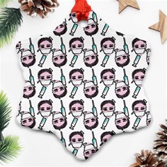 Doctor Pattern White Snowflake Ornament (two Sides) by snowwhitegirl