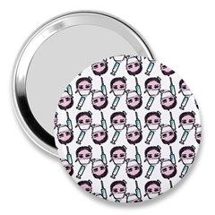 Doctor Pattern White 3  Handbag Mirrors by snowwhitegirl