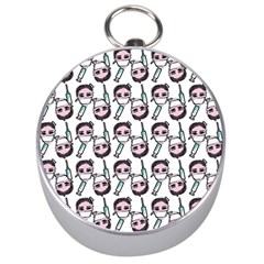 Doctor Pattern White Silver Compasses by snowwhitegirl