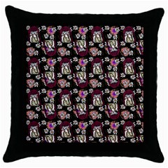 Braids Doll Daisies Black Throw Pillow Case (black) by snowwhitegirl