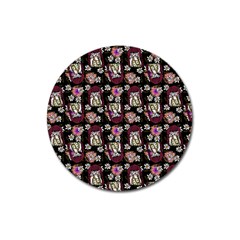 Braids Doll Daisies Black Magnet 3  (round) by snowwhitegirl