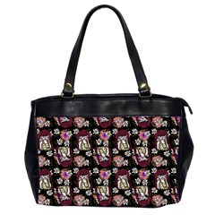 Braids Doll Daisies Black Oversize Office Handbag (2 Sides) by snowwhitegirl