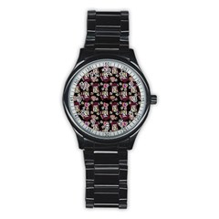 Braids Doll Daisies Black Stainless Steel Round Watch by snowwhitegirl