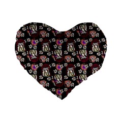 Braids Doll Daisies Black Standard 16  Premium Flano Heart Shape Cushions by snowwhitegirl