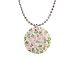 Cactus Pattern 1  Button Necklace by designsbymallika