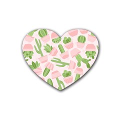 Cactus Pattern Heart Coaster (4 Pack)  by designsbymallika