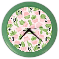 Cactus Pattern Color Wall Clock by designsbymallika