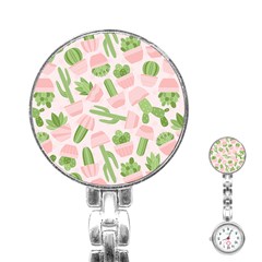 Cactus Pattern Stainless Steel Nurses Watch by designsbymallika