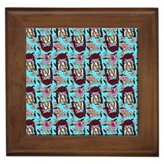 Braids Doll Daisies Blue Framed Tile by snowwhitegirl