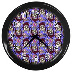 Braids Doll Daisies Purple Wall Clock (black) by snowwhitegirl