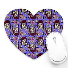 Braids Doll Daisies Purple Heart Mousepads by snowwhitegirl