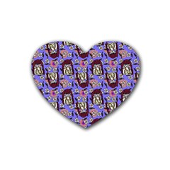 Braids Doll Daisies Purple Rubber Coaster (heart)  by snowwhitegirl