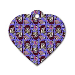 Braids Doll Daisies Purple Dog Tag Heart (one Side) by snowwhitegirl