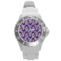 Braids Doll Daisies Purple Round Plastic Sport Watch (l) by snowwhitegirl