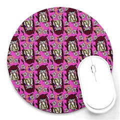 Braids Doll Daisies Pink Round Mousepads by snowwhitegirl