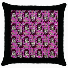 Braids Doll Daisies Pink Throw Pillow Case (black) by snowwhitegirl