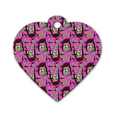 Braids Doll Daisies Pink Dog Tag Heart (two Sides) by snowwhitegirl